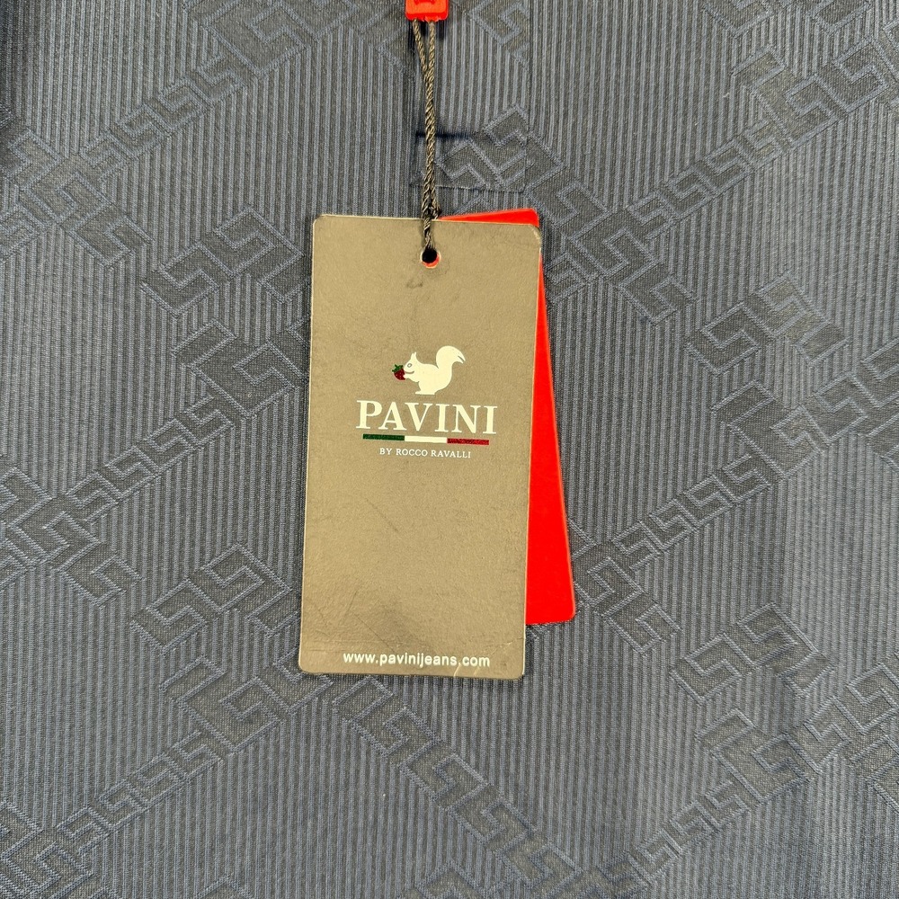 Pavini Polo Shirt Geometric Pattern Navy Short Sleeve XL - Picture 3 of 8